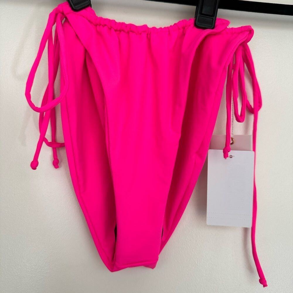 Good American Tiny Ties Bikini Bottom Hot Pink Size 2 Medium NWT - Picture 2 of 9